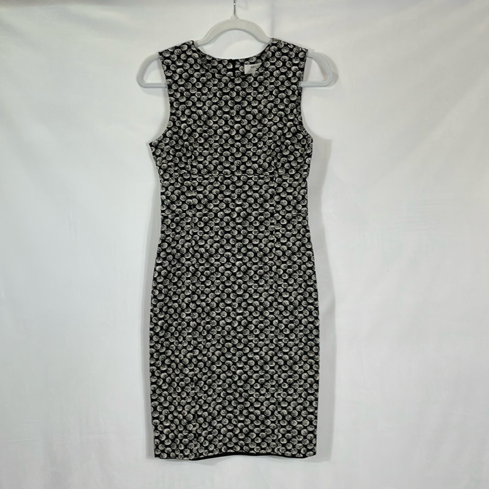 MM. Lafleur New York Dress Size 4 Black Cream Print Sheath Pencil EUC